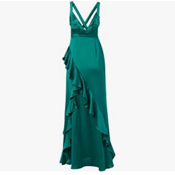 Aidan mattiox satin Gown  with ruffles size 0 - Picture 11 of 11